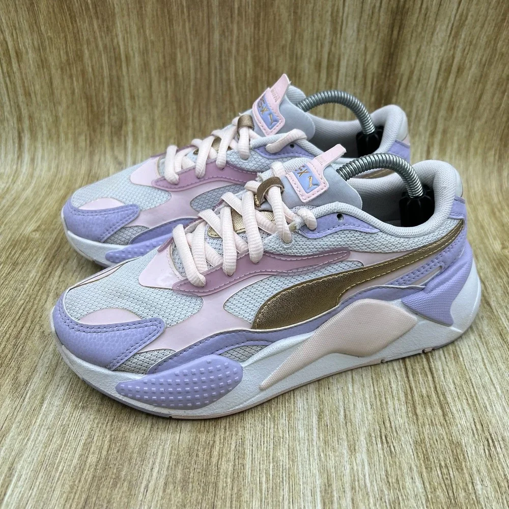 Puma RS-X C&S Women's 6.5 Lavender Pink Gold Chunky Sneakers Shoes 373489-01‎